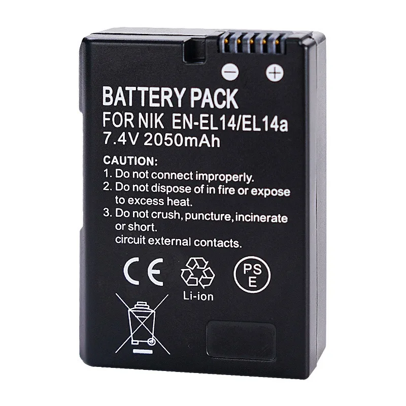 EN-EL14 EN-EL14a Battery 2050mAh for Nikon D3200 D3400 D5100 D5200 D5300 D5500 D5600 D3100 D3300 DSLR Camera