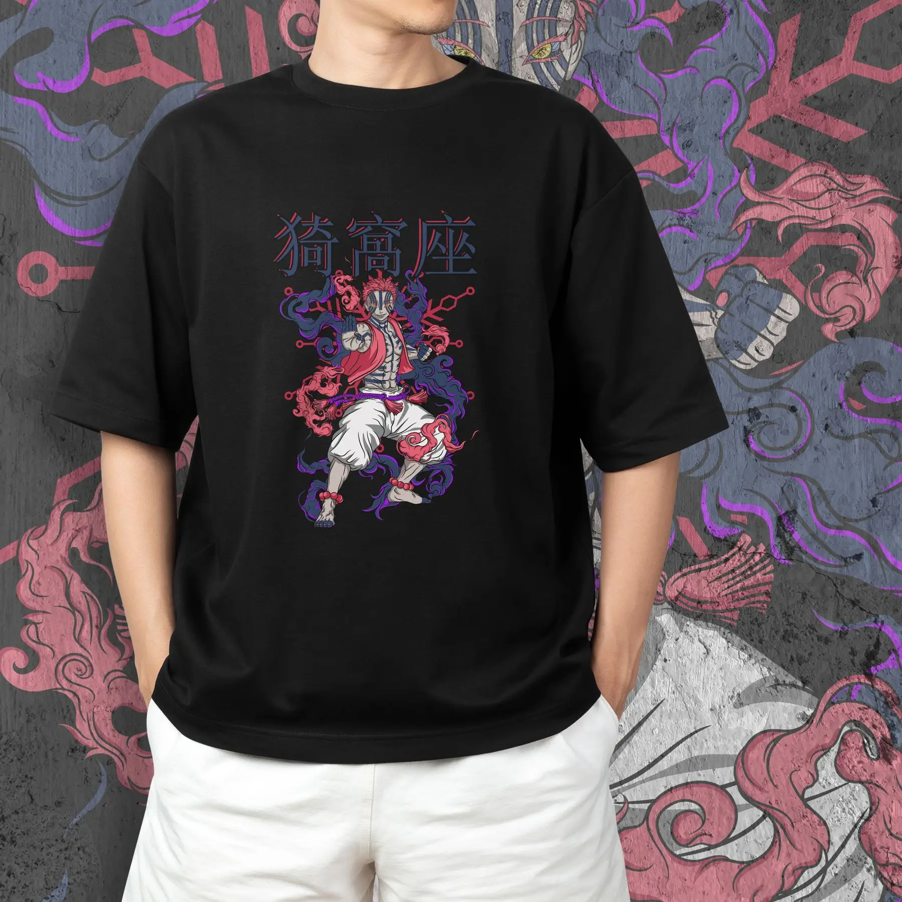 T-shirt with Demon Slashing Blade print - Akaza 2