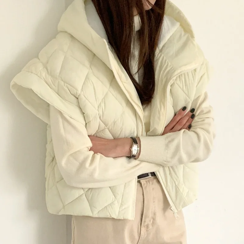 

Шикарный осенне-зимний свободный жилет на молнии с ромбовидным узором, универсальная верхняя одежда Sl, ткань из хлопка 00% B3903