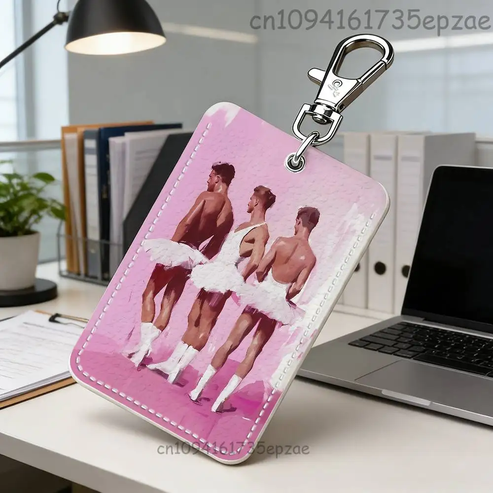 Queer Ballet Art Print Custom Access Card Case Leather Card Holder Keychain Key Ring Transportation Card Case Gifts
