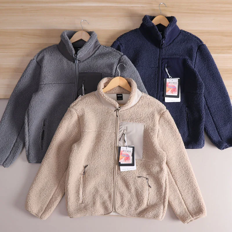 

Heavyweight Faux Lamb Velvet Jaet Stand Collar Loose Couple Sle Windproof Warm Double Sided Velvet Thi Sweatirt