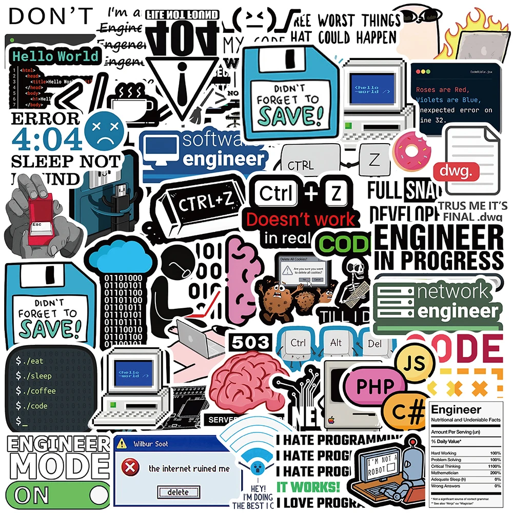 10/30/50 stücke Programmierung Aufkleber Internet Js Lustige Aufkleber DIY Notebook Laptop Koffer Telefon Auto Wasserdichte Aufkleber Für kinder Spielzeug