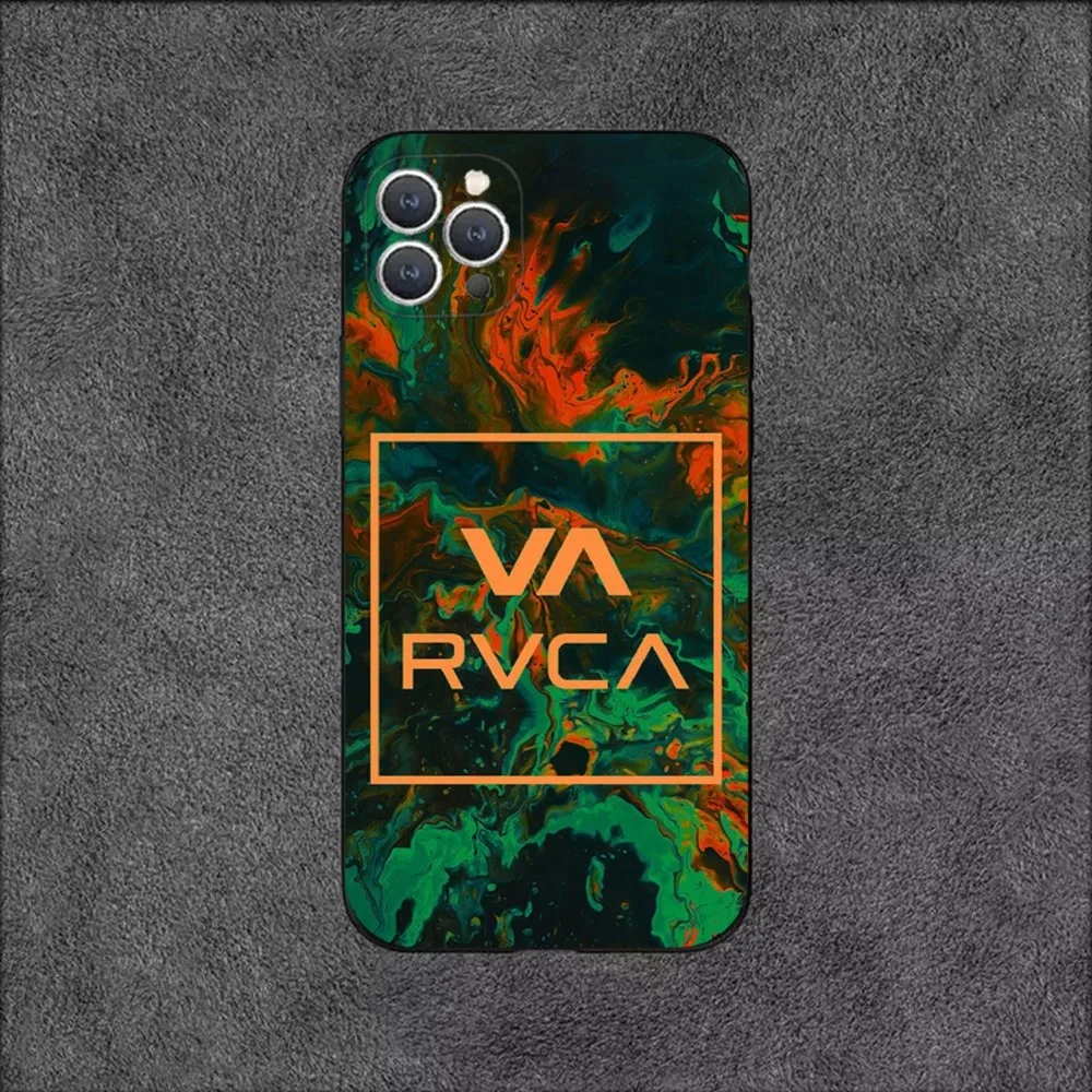 luxury R-RVCA-S Phone Case For iPhone 16,15,14,13,12,11,Plus,Pro Max,XS,X,XR,SE,Mini,8,7 Soft Silicone Black Cover