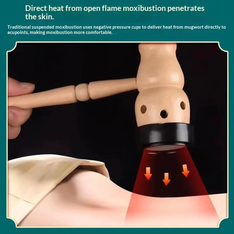 Moxa Mugwort Moxibustion Box Wooden Handle Gourd Device Massage Burner Roll Set Wormwood Artemisia Medicine Acupuncture Tools