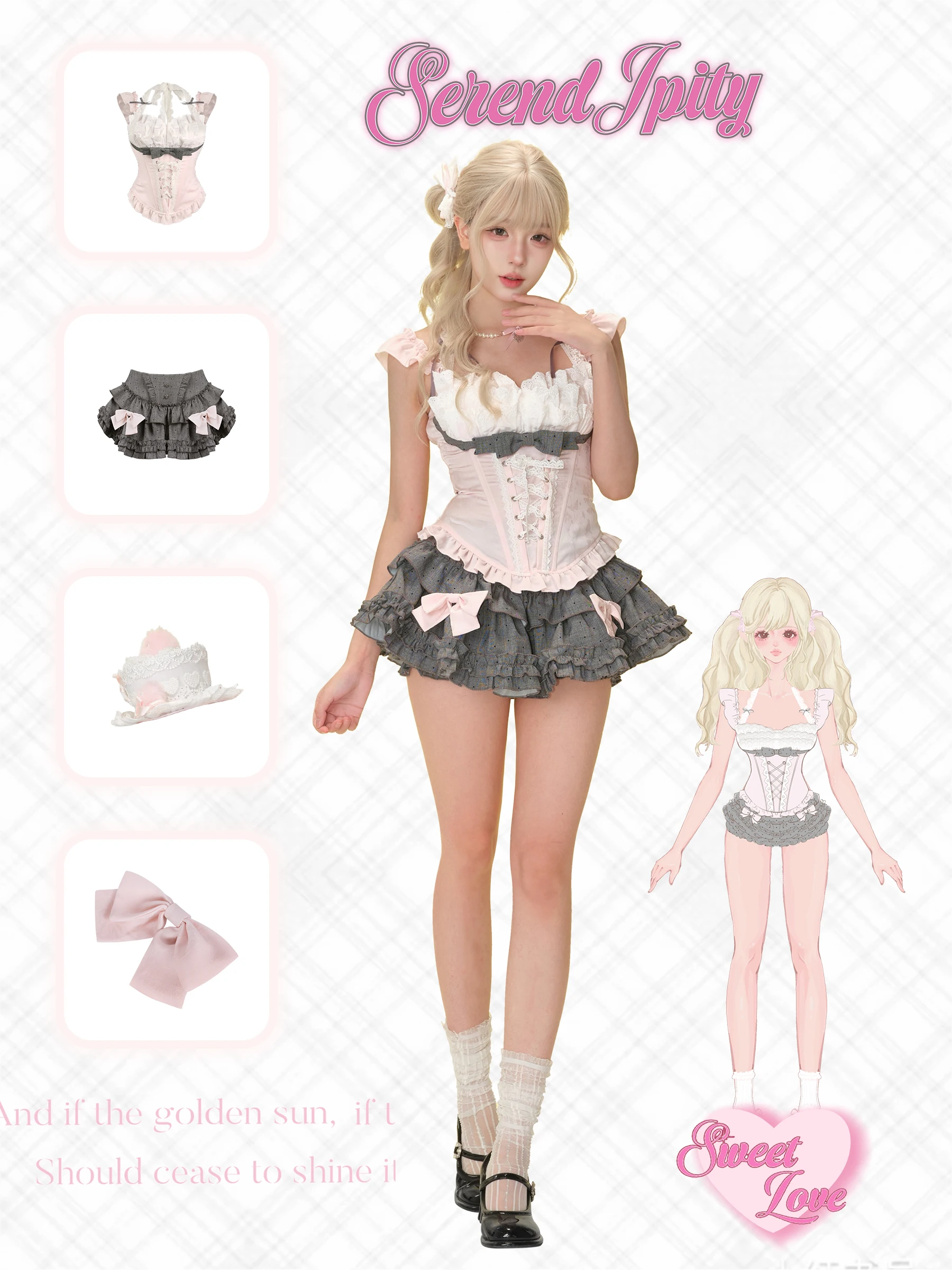 

Preppy Style Japanese Pink Sweet Kawaii Lolita Elegant Women 2 Piece Sets Design Mini Skirt Suit Female Princess Chic New Outfit