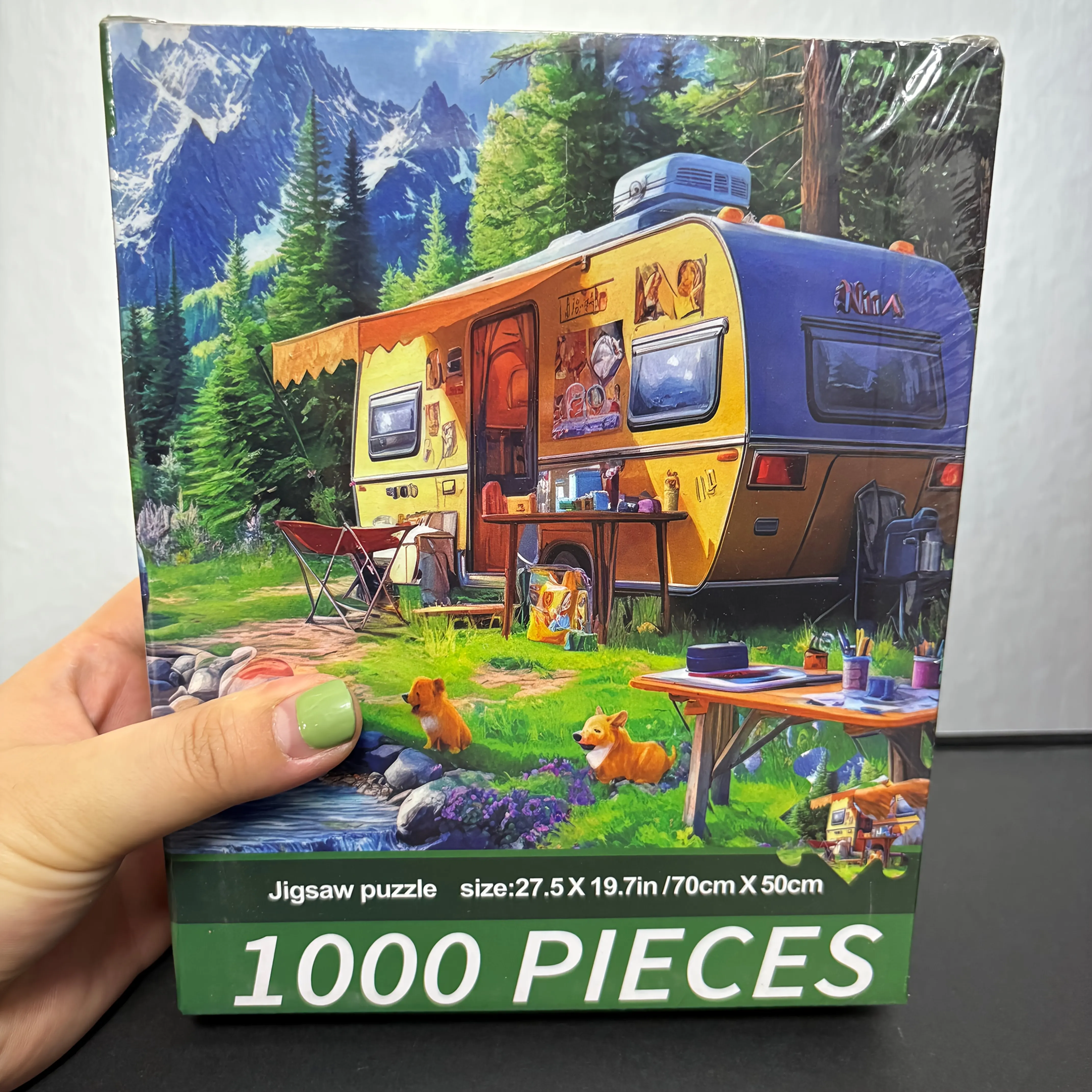 1000pcs Jigsaw Puzzle - Camping Trip Vintage Camper 70x50cm (27.5x19.7in) Challenge Puzzle for Adults