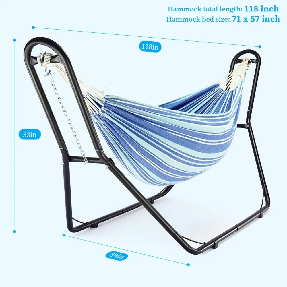 حامل أرجوحة فولاذي لشخصين مع أرجوحة من البولي كوتون، سعة 550 رطل، مناسب للاستخدام الداخلي والخارجي