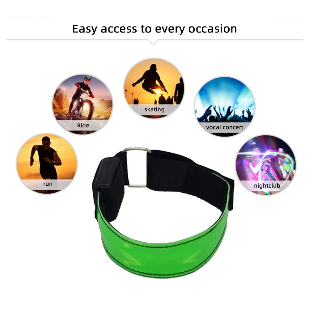 Reflective Strip Running Light LED Bracelet Outdoor Sports Night Running Armband Flashing Luminous Wristband Belt Cycling Light