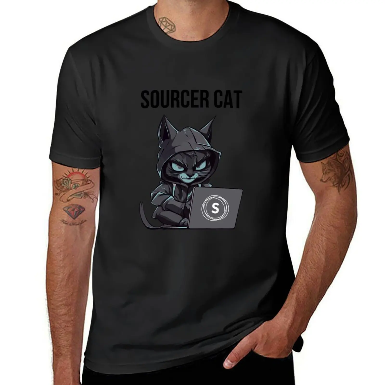 Sourcer Cat T-Shirt korean fashion aesthetic clothes customizeds summer top sweat shirts, men