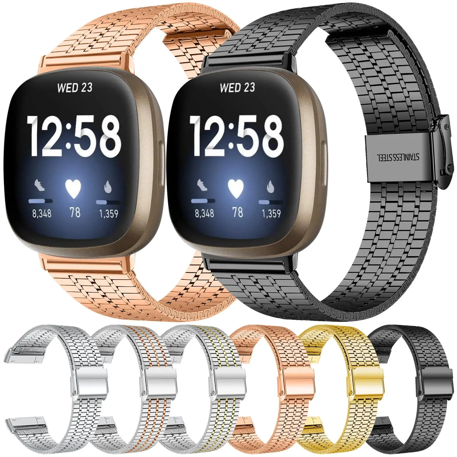 

Stainless Steel strap For Fitbit Versa 3/Versa 4/Sense/Sense2 Bracelet Wristband replacment For Fitbit Versa 3 Sense Smart watch