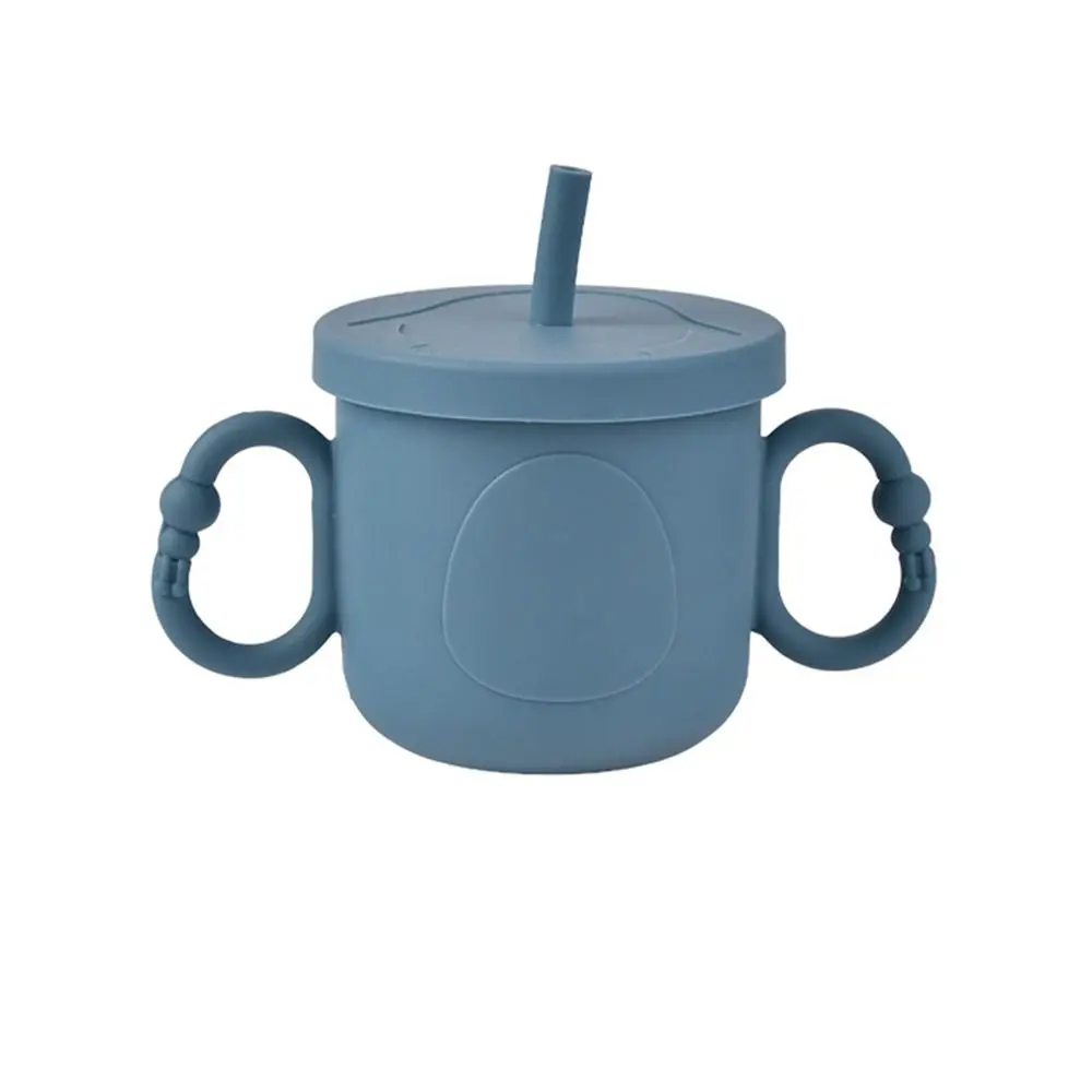 

Food Grade Silicone Baby Training Cup Portable 200ml Toddler Sippy Cups Penguin Print Double Handle Toddlers Straw Water Bottle