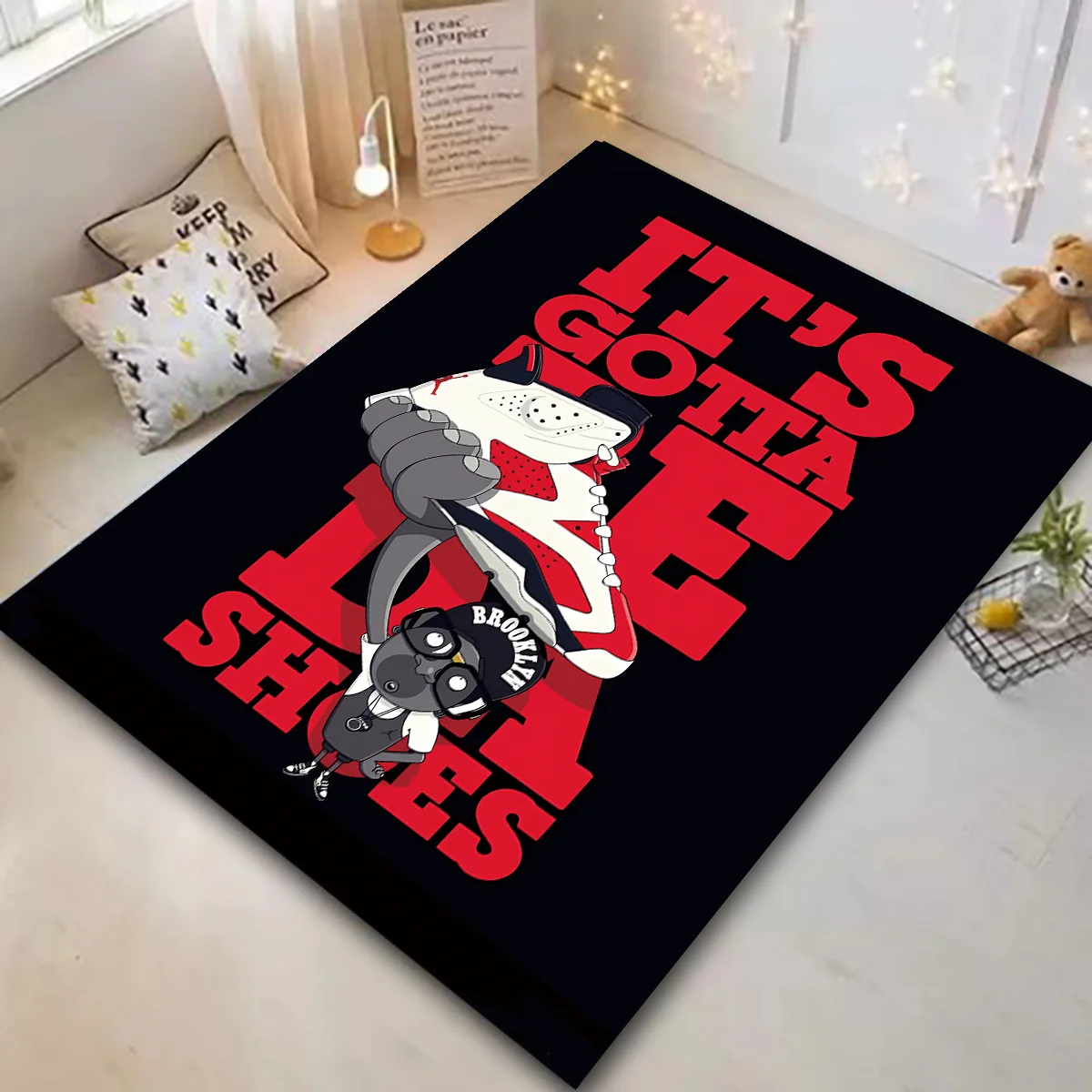 

Fashion Basketball Shoes Sneakers Logo Print Carpet for Living Room Corridor Bedroom Door Mat Kid Bedroom Play Floor Mat Gifts