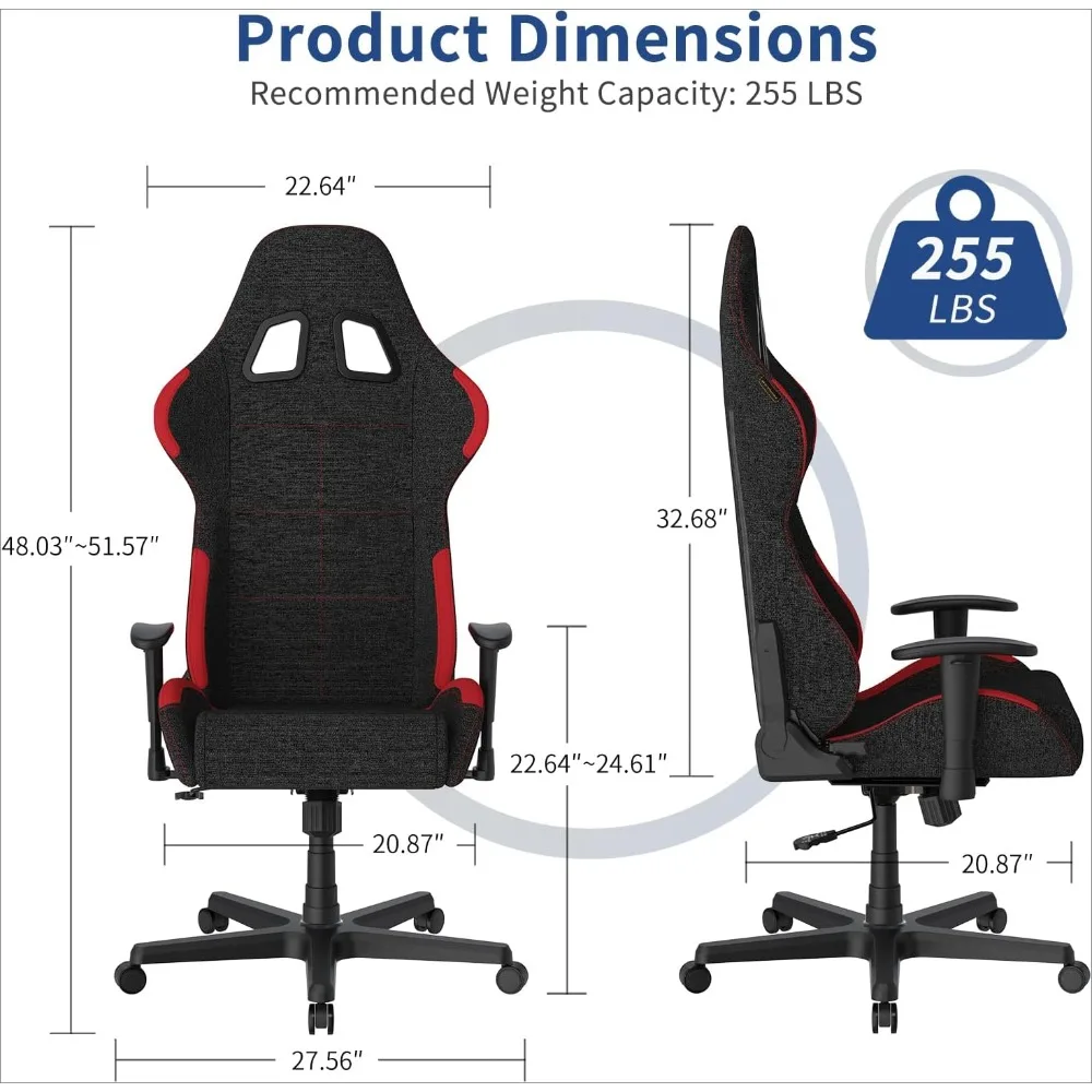 Gaming Chair, Ergonomic Chair, Memory Foam Headrest, Lumbar Support, Water-Resistant Fabric, Computer Chair