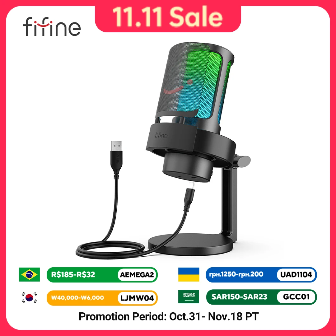 FIFINE Gaming Microphone with RGB
