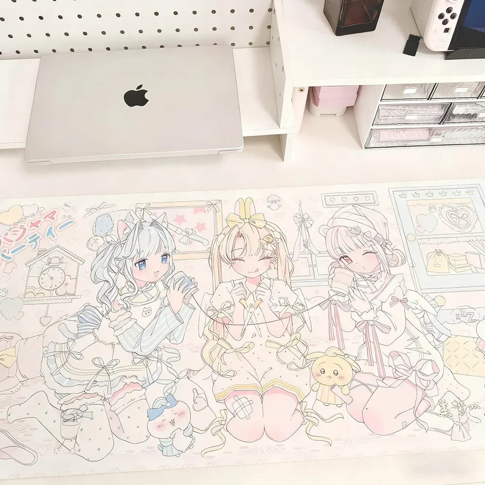 

Cute Anime Girl Pu Leather Mousepad Office Desk Mat Mouse Pad Computer Speed Type Carpet Mat Player Laptop Keyboard Cartoon