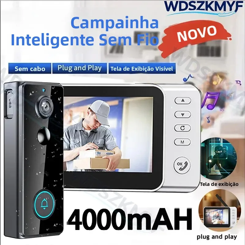 waterproof-wireless-doorbell-camera-43-inch-ips-screen-4000mah-pir-motion-sensor-two-way-intercom-1080p-video-doorbell-camera