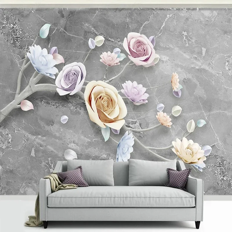 

Custom Murals Wall Cloth 3D Pink Flower Photo Wallpapers Study Restaurant TV Backdrop Decor Wall Poster Fresco Papel De Parede