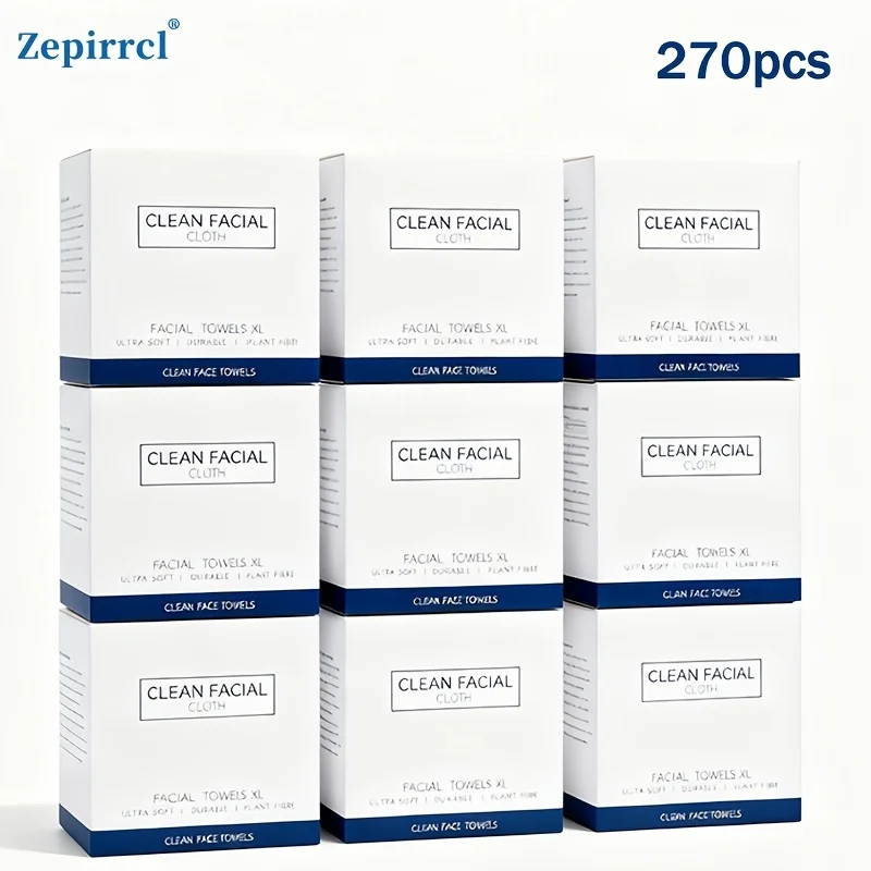 270Pcs Total/6 Boxes Disposable Facial Towels, Extra Large Thick Facial Cleansing Wipes, Multipurpose Ultra Soft Skin Friendly, Facial Care & Skin Cleansing, Fits Storage Boxes, 26×30cm Family Bulk Pack, Ideal Gifts for Halloween Christmas New Year
