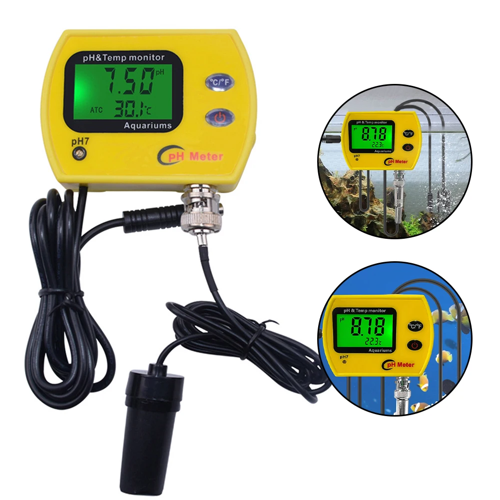 Pool Water Testing Monitor Water Quality Monitor Aquarium Digital PH Tester Pool Temp Meter Water Quality Monitor