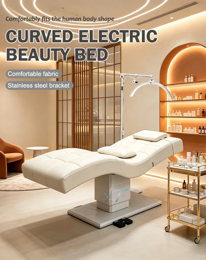 Luxuriöses Fußgesteuertes Schönheitsbett, Massagebett mit Ergonomischer Rückenlehne, Verstellbares Spa-Bett, Individuelle Lederfarbe für Salons – Detail 1