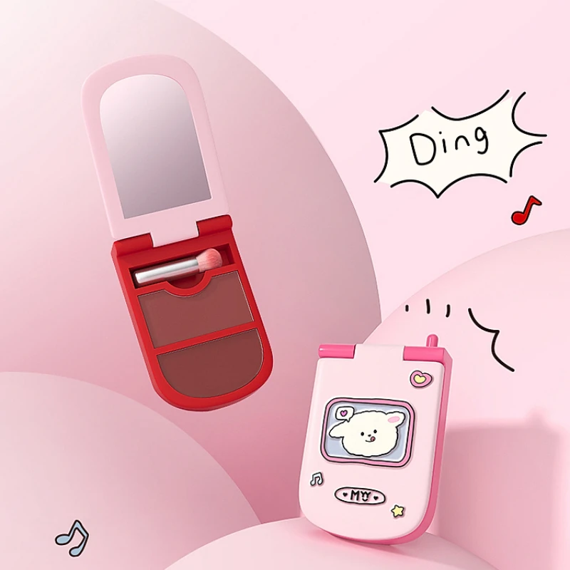 

MYY Cute Phone Design Dual Purpose Lip Cream Blusher Soft Mist Cheek With Brush Face Makeup