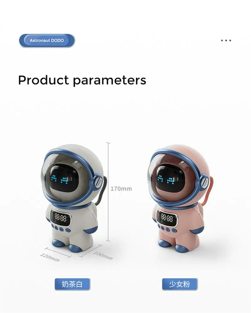 رائد فضاء ذكي متوافق مع بلوتوث المتكلم Ai بطاقة الذاكرة التفاعلية الكمبيوتر ساعة الصوت المنبه الإبداعية هدية