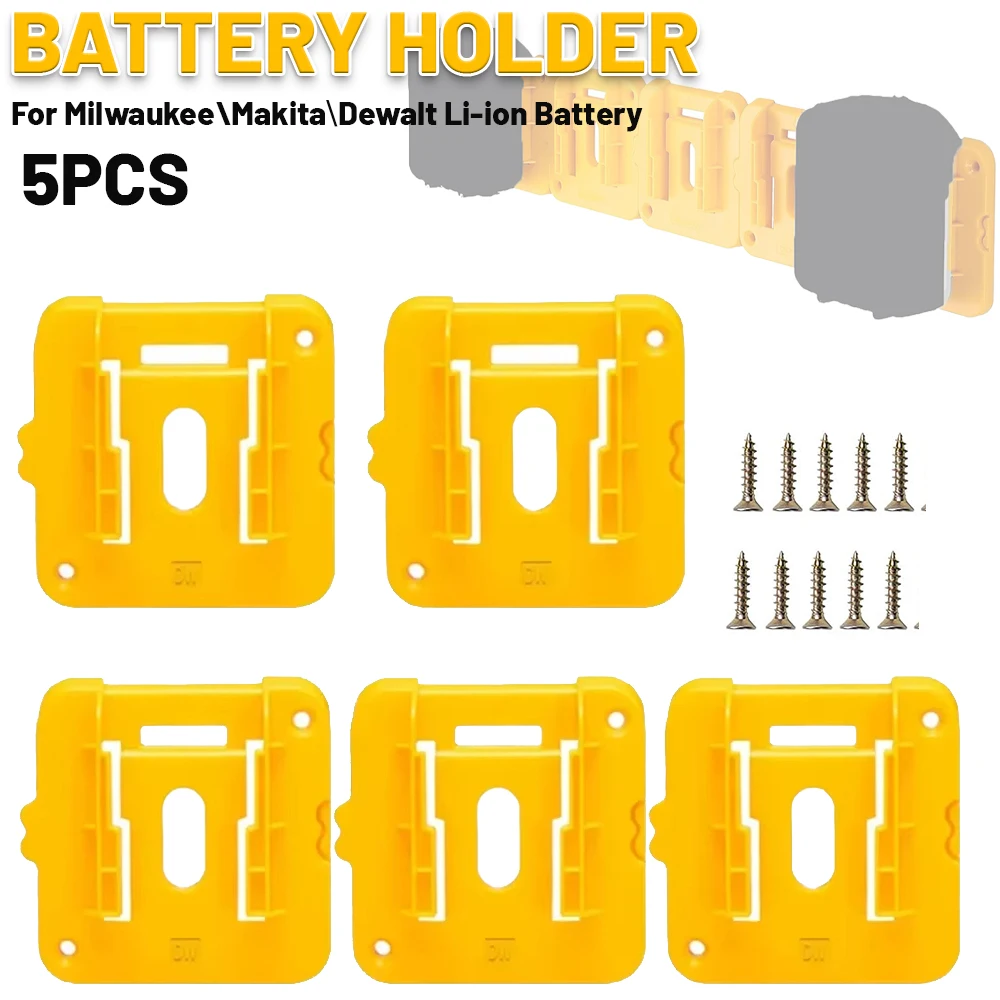 

5 шт. держатель машины, стеллаж для хранения аккумуляторов для Dewalt/Makita/Milwaukee 14,4 В 18 В, литий-ионный аккумулятор, настенный кронштейн для крепления инструмента