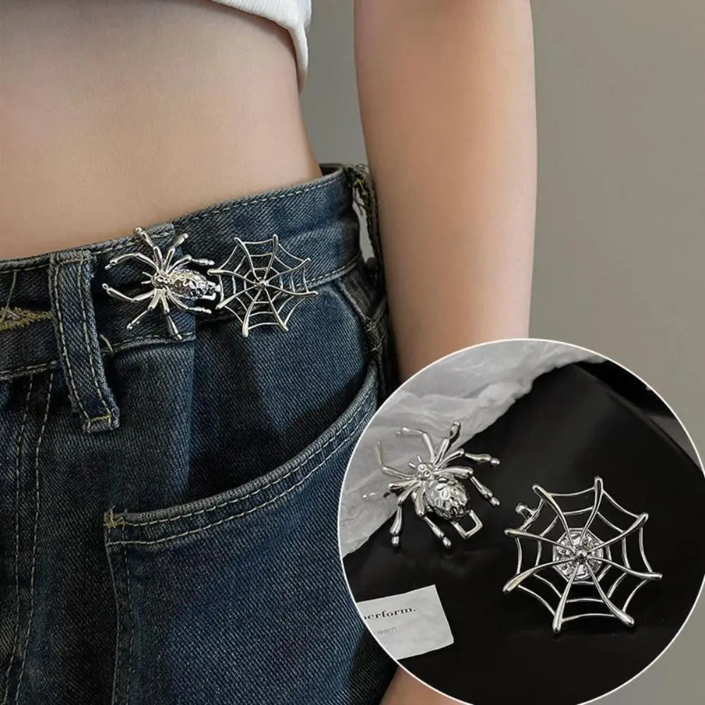 Durable Spider Web Jeans Buttons Roses Chinese Knot Shape Replacement Pants Pins Waist Adjust Reusable No-Sewing Metal Button