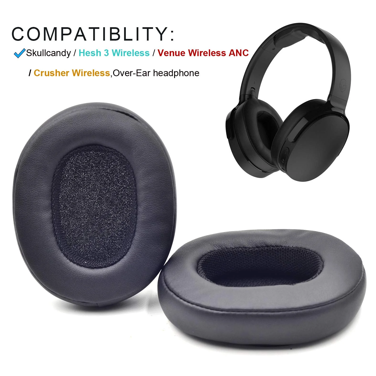 

Replacement Earpads Ear Pads Cushion Covers Repair Parts for Skullcandy Crusher Hesh 3 3.0 Hesh3 Venue Wireless ANC Headphones