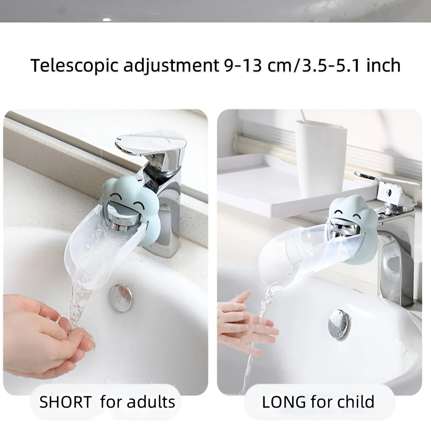 1pc Adjustable Faucet Extender Children Hand Washing Bathroom Accessories Cartoon Style Sink Faucet Extender Kitchen Accessories