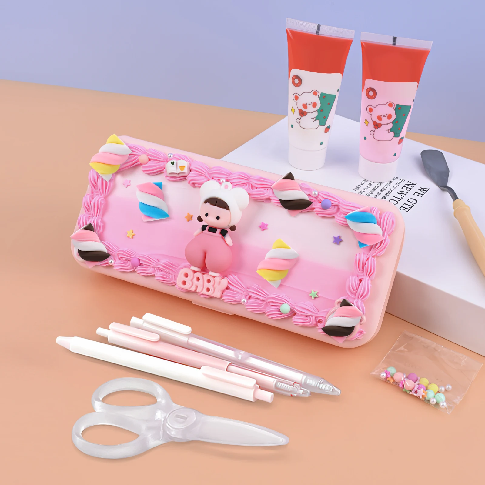 

30Pcs Cotton Candy Pottery Accessories Assorted Colors Durable Non-Breaking DIY Mobile Phone Shell Pencil Case Decoration