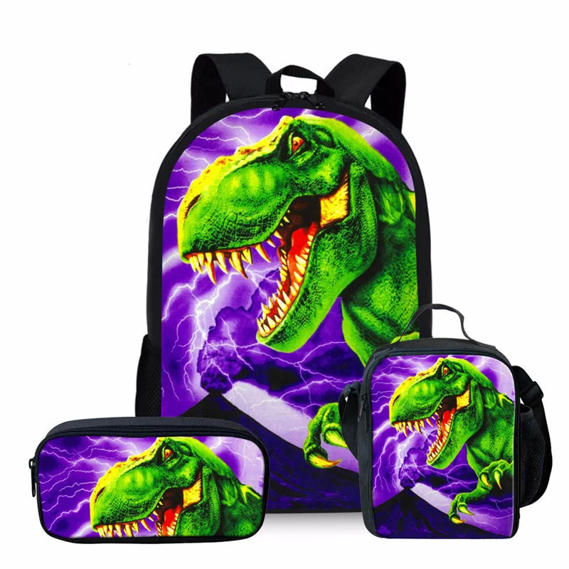 

3pcs/Set Harajuku Dinosaur Backpack 3D School Bag Sets for Teenager Boys Girls Cartoon Kids Schoolbags Children Mochilas