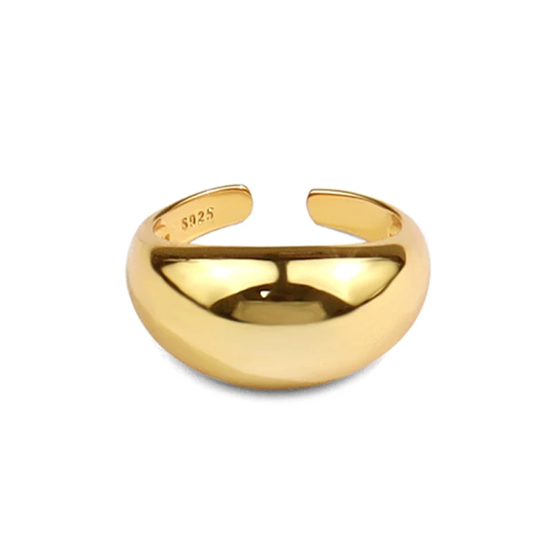 Unisex 925 Sterling Silver Smooth Geometric Adjustable Ring
