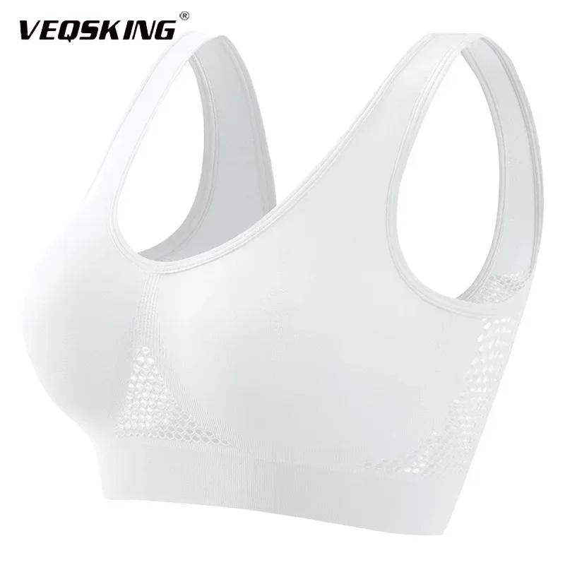 

VEQSKING Mileegirl Plus Size Sports Bra for Women - Push Up Wireless High Impact Workout Bra Yoga Running Breathable Crop Top