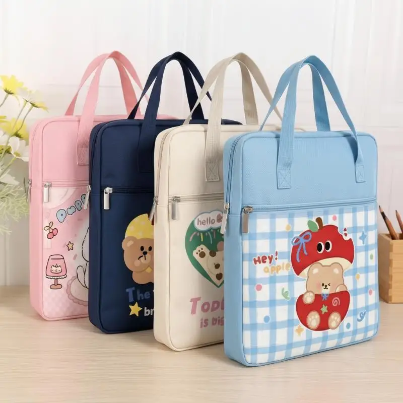 Niedliche Tragetasche mit Cartoon-Print, große Kapazität, für Schüler, Hausaufgaben, Dokumente, Tutorial, Aufbewahrung, Handtasche, Schulbedarf – Detail 3