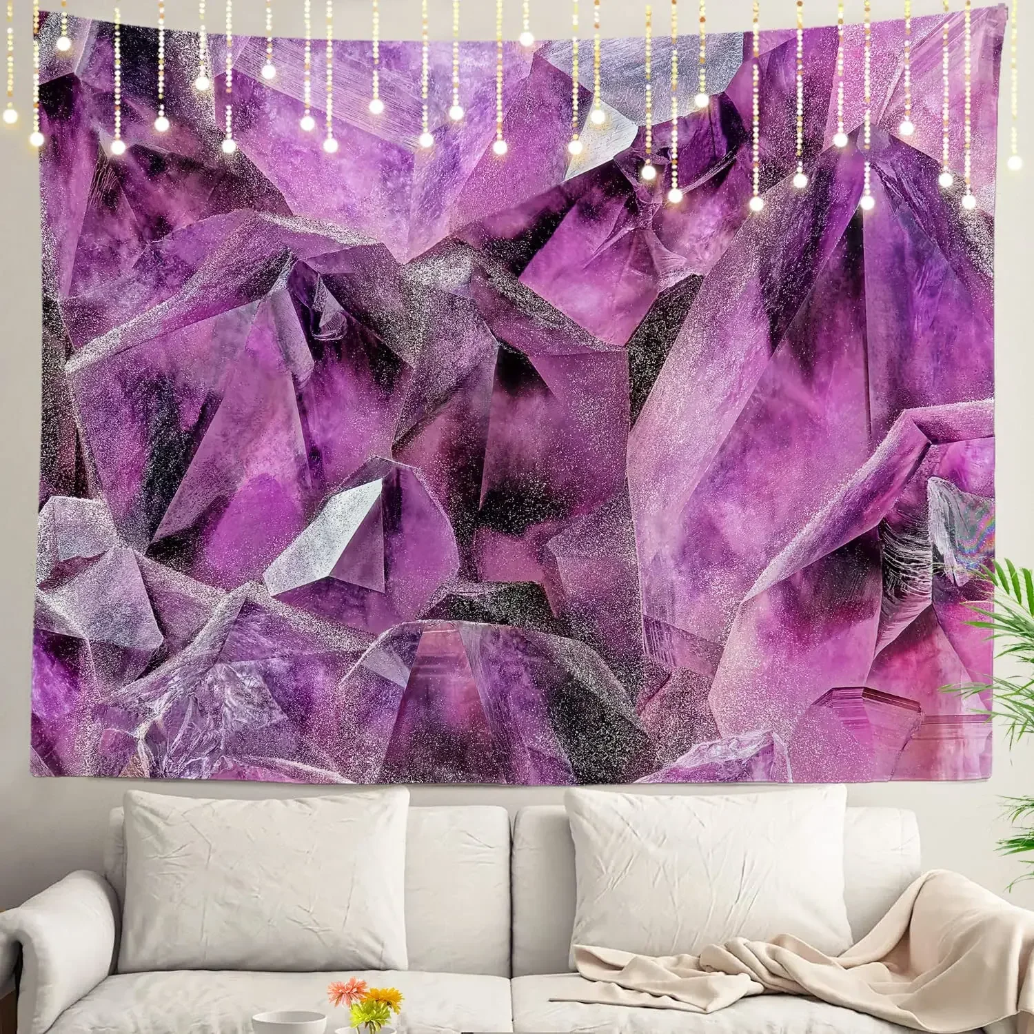 Blue Geode Rock Mineral Agate Crystal Tapestry Wall Hanging Psychedelic Tapestry Home Decorations for Bedroom Living Room Dorm