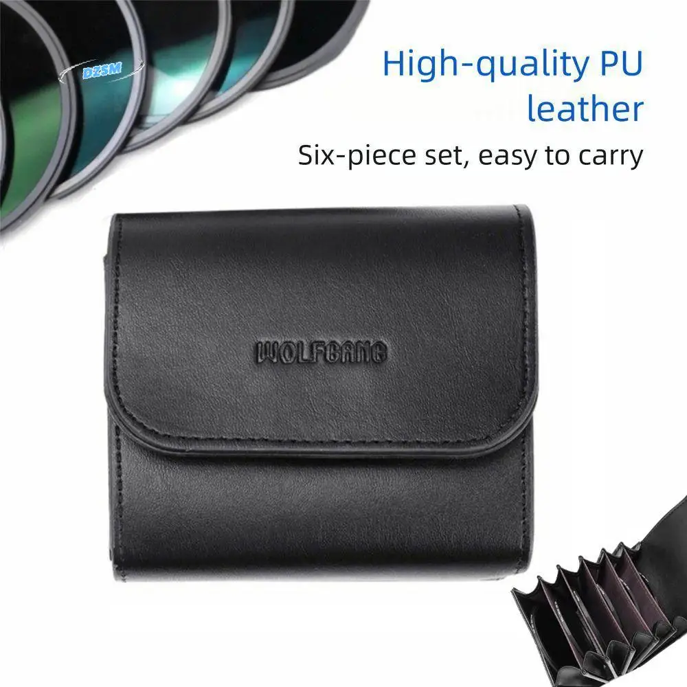 

6 Pockets Camera Lens Filter Bag Dustproof PU Leather Filter Pouch Wear Resistant Shockproof Filter Carrying Case