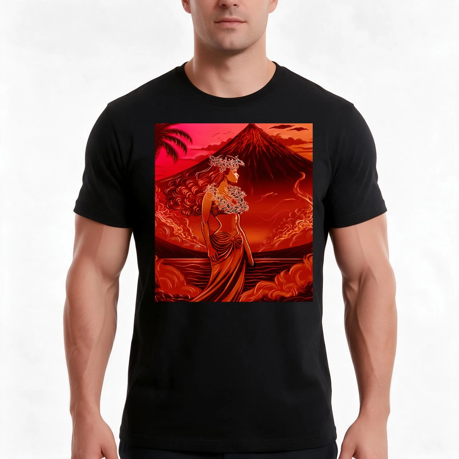 Pele Hawaiian Goddess Big Island Volcano T-Shirt Summer Casual Cotton Tee Oversized Streetwear Tops Vintage Graphic Print