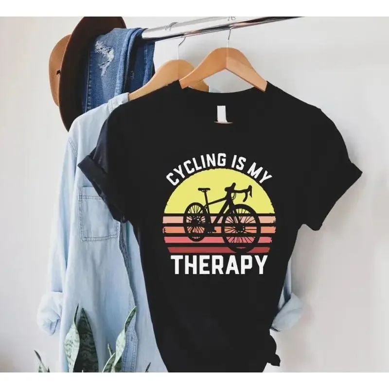 Funny Cycling T Shirt Is My Therapy For Biker CyclisT Bike Bicycle Day Bicyclist