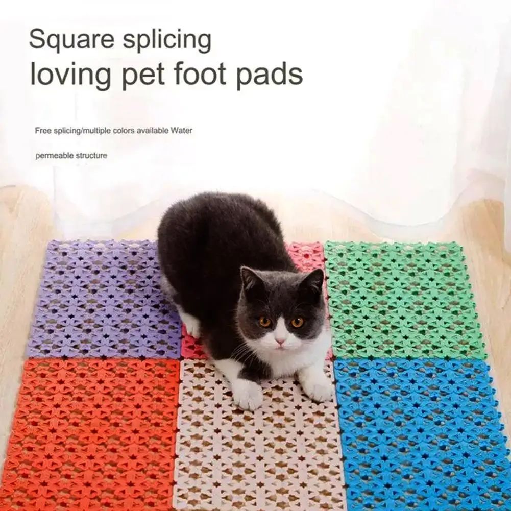 Cat & Dog Crate Bed Mat Non-Slip Spliceable Puppy Pad for Cat Dog Bunny Rabbit Cage Heart Hole Splice Feet Pad 30x20CM