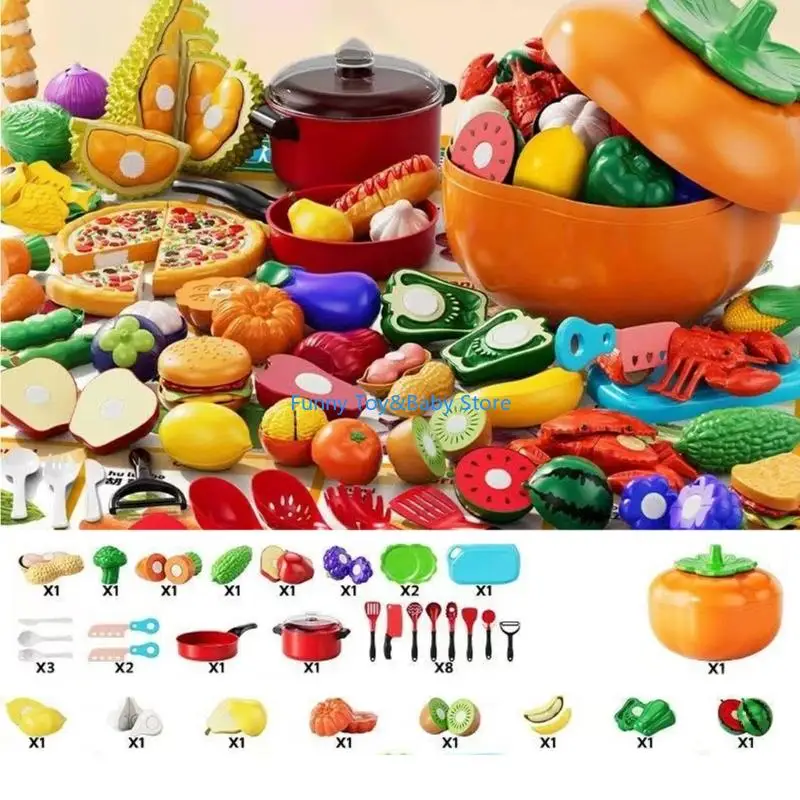 Ensemble découpe cuisine pour enfants, jeu simulation avec seau rangement, jeu fruits légumes, nourriture pour