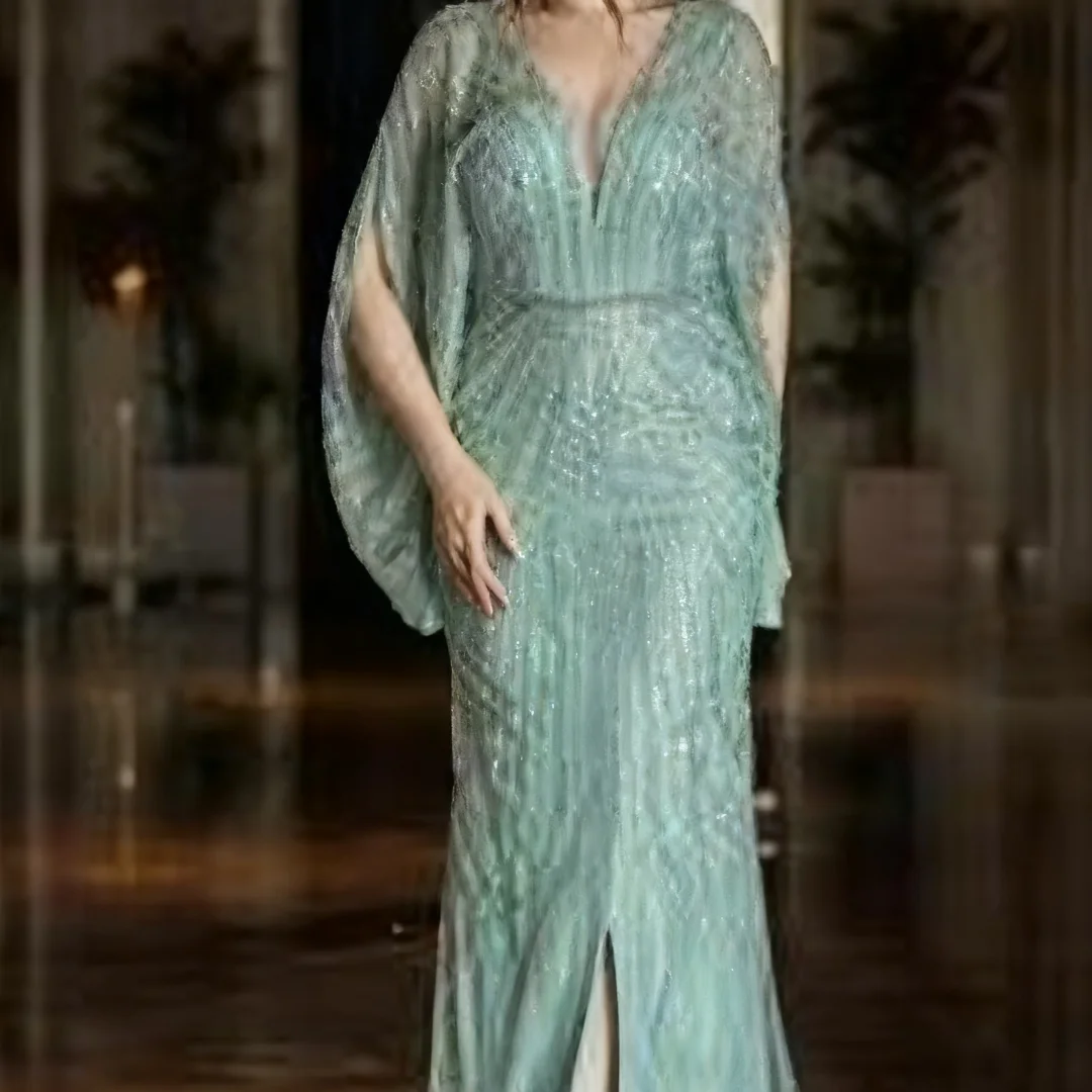 

Customized Woman Mermaid Beaded Applique Evening Dress formal evening dresses birthday party prom gowns for women