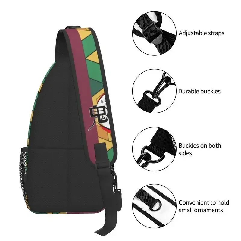 کے لیے Anime Demon Slayer Sling Chest Crossbody Bag Men Casual Kimetsu No Yaiba Shoulder Backpack