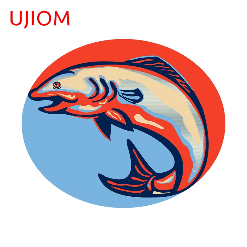 UJIOM 13cm X 10.8cm Atlantic Salmon Fish Anime Logo Wall Stickers Personality Kids Room Decals Creativite Home Decor Wallpapers