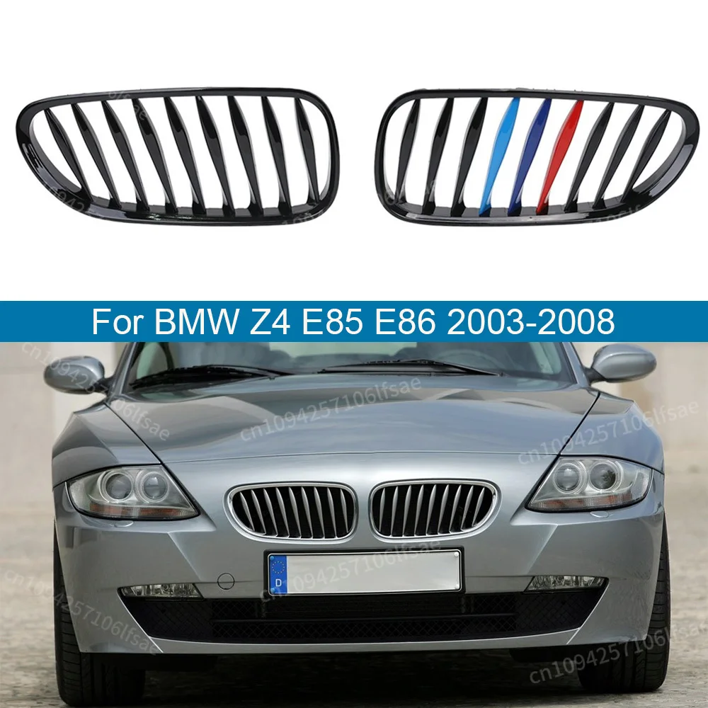 

1 Pair Car Front Bumper Kidney Grilles Grill Glossy Black M Style Replacement For E85 E86 Z4 2003-2008 Coupe Convertible