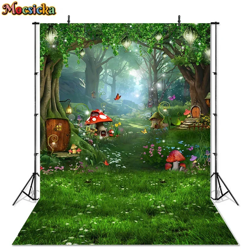 

Spring Fairy Tale Forest Wonderland Photography Backdrops Dreamy Jungle Child Birthday Party Decoration Background Photo Studio