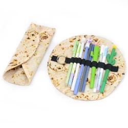 Pancake Canvas Pencil Case, 3D Pencil Pouch, Material Escolar, Pencil Pouch, Papelaria Kawaii, 8 Buracos