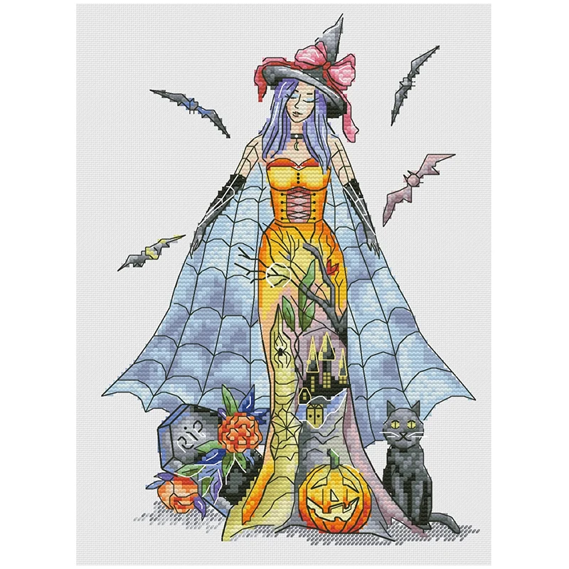 

The Witch of Halloween Patterns Counted Cross Stitch DIY 11CT 14CT 16CT 18CT Cross Stitch Kits Embroidery Needlework Sets Crafts