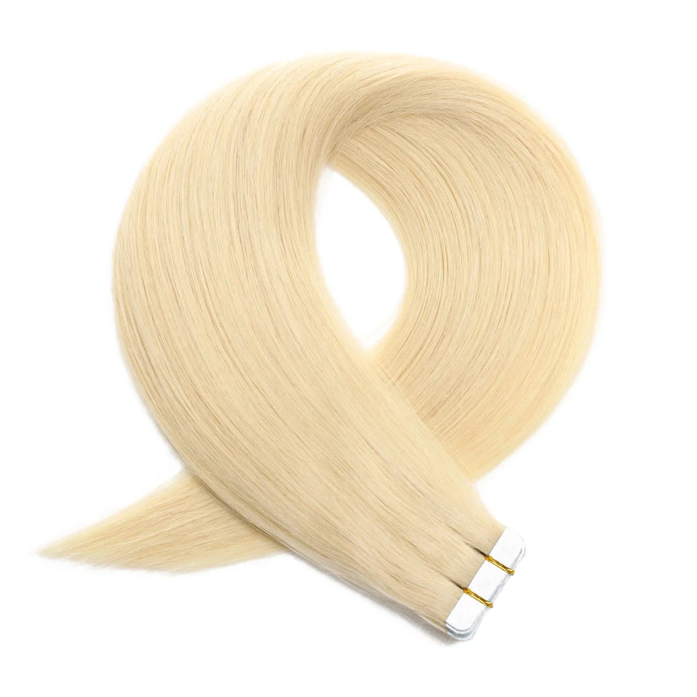 Straight Blonde #613 Tape In Hair Extensions Brazilian Remy 100% Human Hair Extension Seamless Adhesive Invisible 20Pcs/Pack 50G