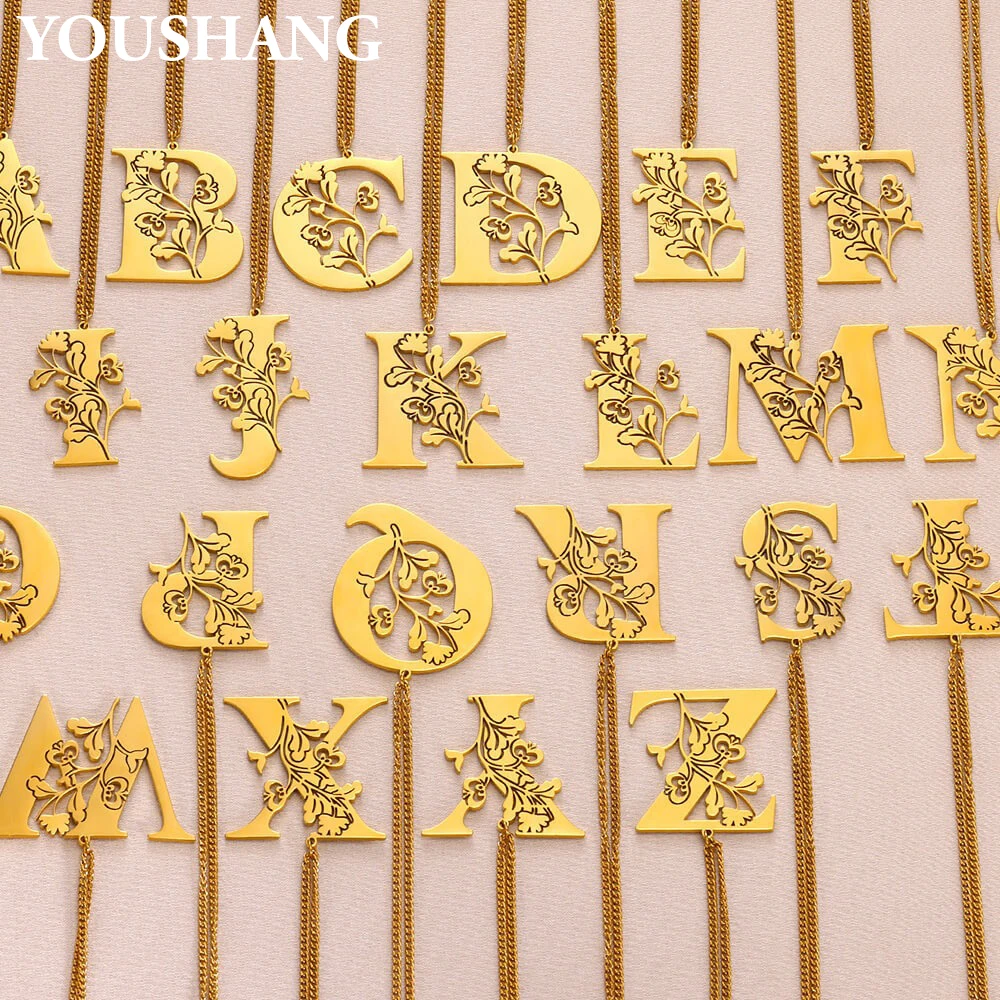 

Настраиваемое первоначальное ожерелье из нержавеющей стали с именем лепестка, 18-каратное позолоченное кулон в форме цветка, женский праздничный подарок, ювелирные изделия